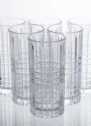 Набор стаканов geometric glass 6 штук по 300 мл с рельефным узором hp-17-3