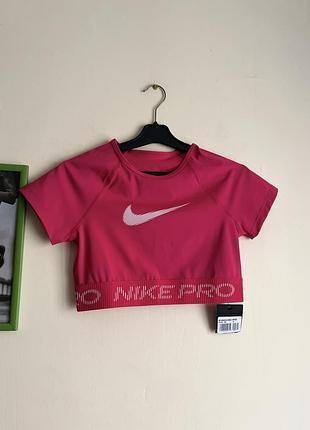 Новый женский кроп топ топик майка nike pro pink