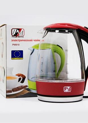 Стеклянный электрочайник promotec pm-810