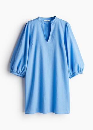 Новое голубое платье из льна и хлопка от h&amp;m