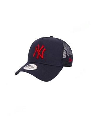 Тёмно синяя кепка/бейсболка new era new york yankees trucker league cap ny navy blue original nike x jordan snapback