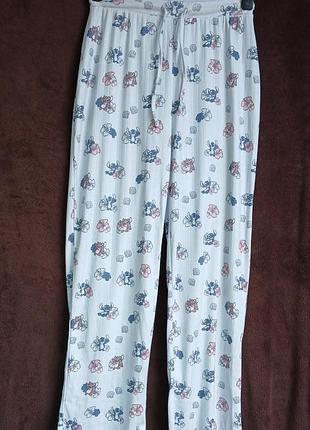 Штаны женские домашние,  с перфорацией, светло голубые, stitch,  s, eur 38-40