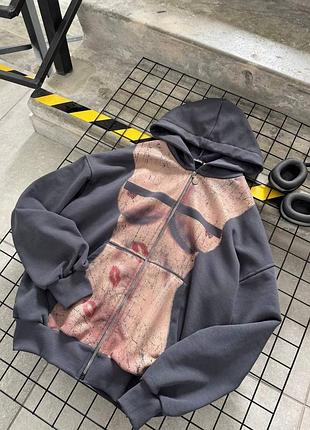 Стильный худи unisex на молнии и с капюшоном