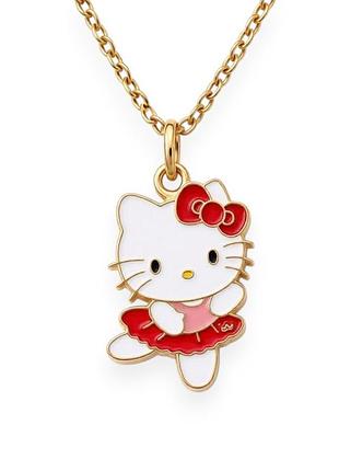 Золотистый кулон на цепочке «китти hello kitty балерина в красной юбке», подвеска 2.2 см