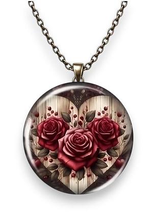 Серебристый кулон «corde virent» из титановой стали и акрила, 3.3 см, 45+5 см