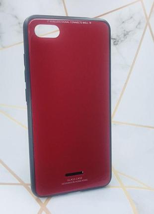 Силиконовый чехол glass case со стеклянной задней панелью для xiaomi redmi 6a красный