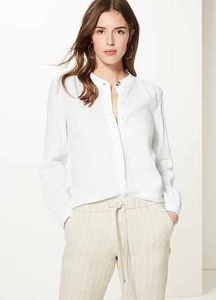 Белая льняная рубашка от marks &amp; spencer, 100% лен