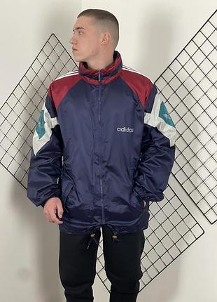 Темно синя - фіолетова вінтажна олімпійка adidas three stripes logo print jacket