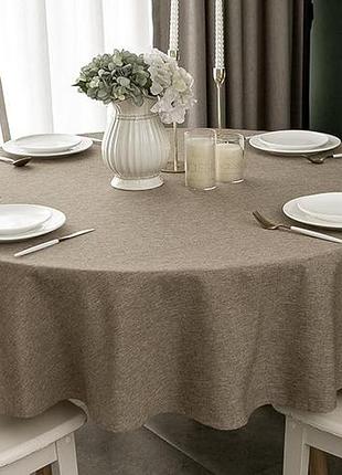 Круглая скатерть с льняной текстурой at home tablecloth диаметр 155 см