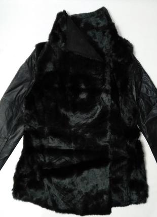 Меховый кардиган,дубленка,шуба с кожаными рукавами esmara 42eur4 фото