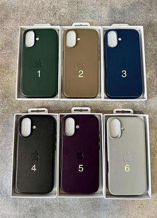 Чехол leather case magsafe + animation full size iphone 16 / taupe / кожаный чехол для айфон / анимация