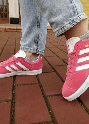 Женские кроссовки adidas gazelle розовые