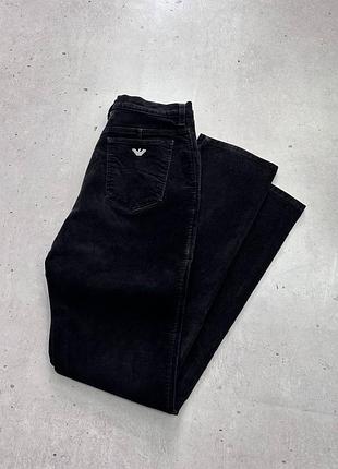 Armani jeans black velvet straight leg pants trousers w34 made italy original вінтажні джинси штани армані оригінал