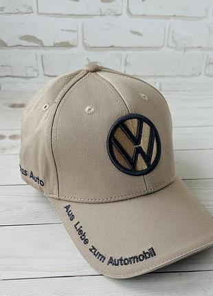 Бежева бавовняна бейсболка volkswagen (люкс)