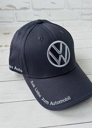 Темно-серая хлопковая бейсболка volkswagen (люкс)