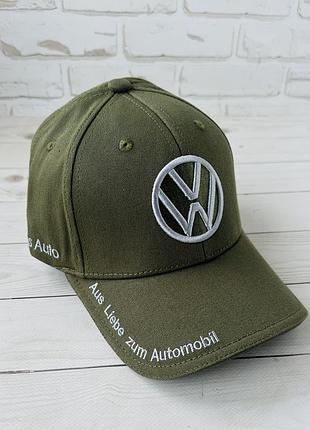 Хлопковая зеленая бейсболка volkswagen (люкс)