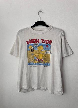 Vintage 1991 the simpsons high tide single stitch t-shirt bart homer original вінтажна футболка гомер сімпсон оригінал 1991 рік мерч мультфільм