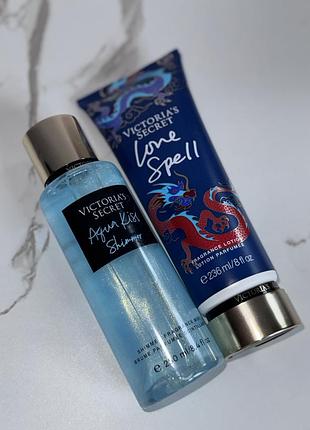 Набір victoria’s secret 💙лосьйон для тіла+спрей з шимером парфумований