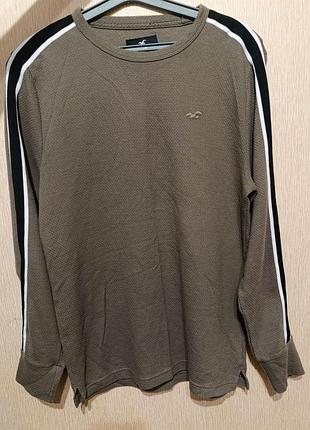 Чоловічий лонгслів hollister (оригінал) / вафельна кофта колір хакі розмір m