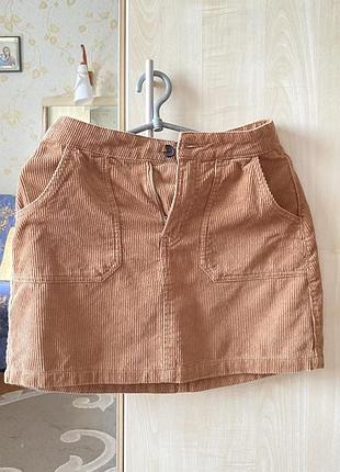 Спідниця міні вельветова коричнева denim co, розмір s-m