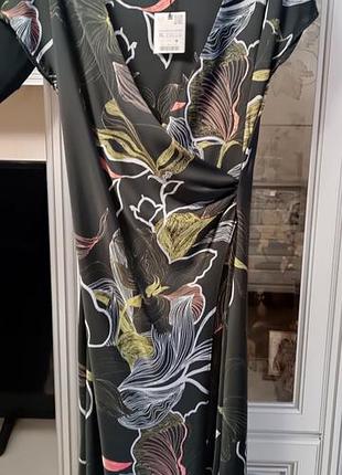 Платье женское zara(morocco) новое черное- разноцветные, шелк- полиэстер. размер xl,l