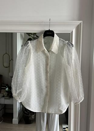 Блуза біла zara жіноча, зефірка