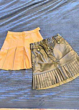 Міні спідниця з еко шкіри zara, юбка в складку,