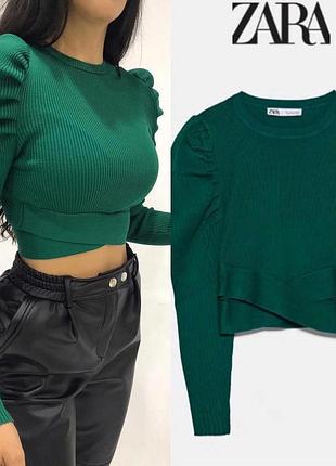 Светер кроп топ от zara в рубчик