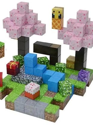 Магнитный конструктор 128 деталей, minecraft "цветение сакуры"