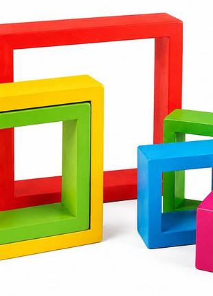 Дерев’яні montessori квадрати playtive, розвиваючий сортер 7 елементів