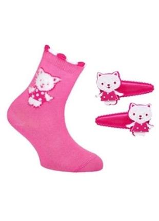 Шкарпетки дитячі conte-kids tip-top (289) 17с-88сп зі шпильками для волосся 14 (21-23), рожевий