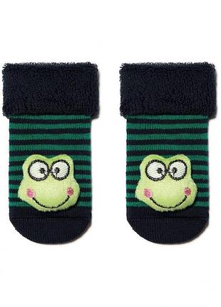 Носки детские conte-kids sof-tiki 18с-263сп (399) махровые с аппликацией лягушонок 10 (16-17), темно-синий