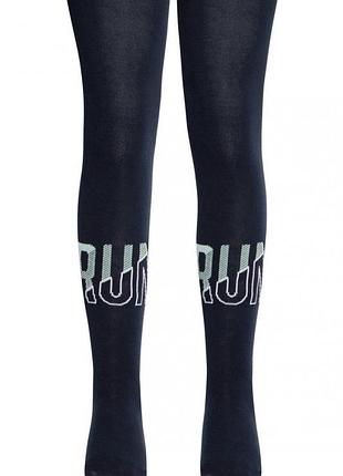 Колготки детские conte-kids tip-top (559) хлопковые с рисунком «run» 116-122, темно-синий
