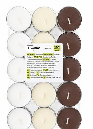 Ароматические чайные свечи livarno vanilla 24 шт, свечи таблетки ваниль