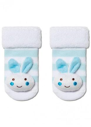Шкарпетки дитячі conte-kids sof-tiki 18с-263сп (400) махрові з аплікацією зайчик 8 (15), білий
