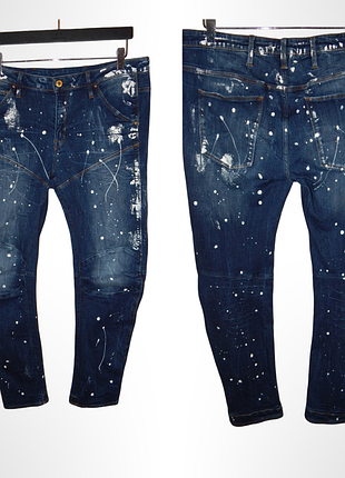 Женские джинсы g-star raw 5620 3d low boyfriend с эффектом брызг краски. size w29 l32