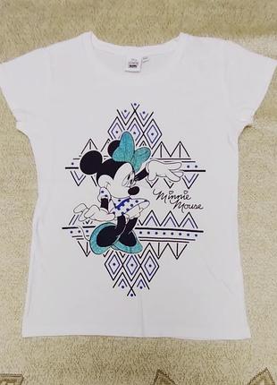 Белая футболка для девочки disney mickey mouse 140 с короткими рукавами