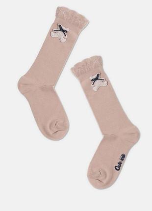 Носки детские conte-kids tip-top 20с-207сп (576) удлиненные из хлопка с декоративной игрушкой «вear» 16 (24-26), бежевый