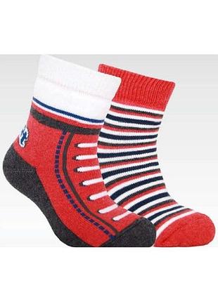 Носки детские conte-kids sof-tiki (704) махровые 2 пары 14 (21-23), белый-красный