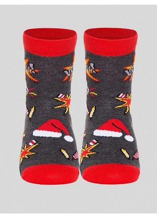 Носки детские conte-kids новогодние (307) 20-22 (30-35), темно-серый