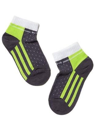 Носки детские conte-kids active (308) 14 (21-23), темно-серый-салатовый