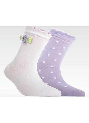Шкарпетки дитячі conte-kids tip-top 7с-90сп,7с-100сп (705) з декором 2 пари 12 (18-20), білий-червоний