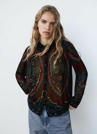 Рубашка блуза zara с пайетками
