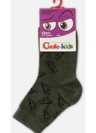 Носки детские conte-kids class 13с-9сп (614) хлопковые lycra® 18 (27-29), хаки