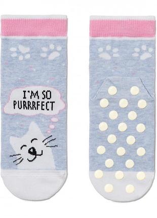 Носки детские conte-kids tip-top 7с-54сп (403) ’кот purrrfect’ антискользящие 16 (24-26), светло-голубой