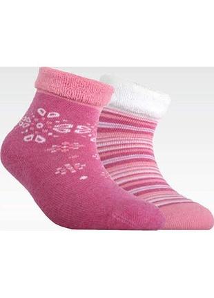 Носки детские conte-kids sof-tiki (703) махровые с отворотом 2 пары 14 (21-23), белый-розовый