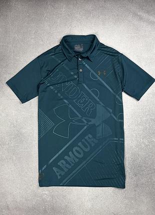 Under armour футболка поло спортивна легка літня смарагд зелена еластична xl поло
