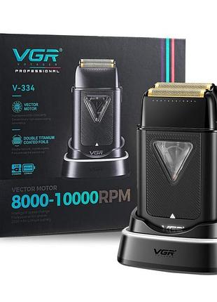 Електробритва vgr v-334 шейвер, подвійне лезо, 8000-10000 rpm, led display