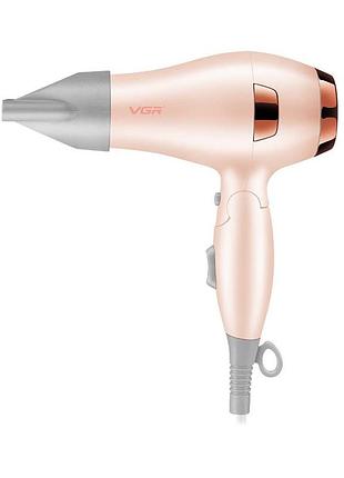 Фен складаний vgr v-432 pink, 3 рівні обдування, низький рівень шуму, 1000 вт