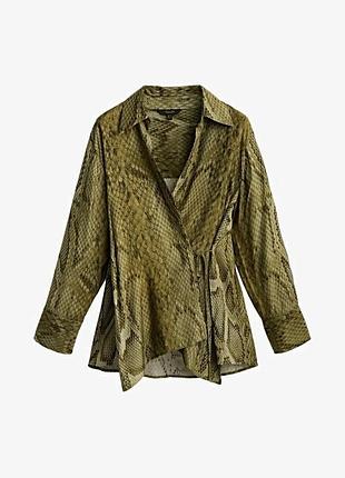Блуза у зміїний принт massimo dutti, m-l, eur44, usa12, mex34